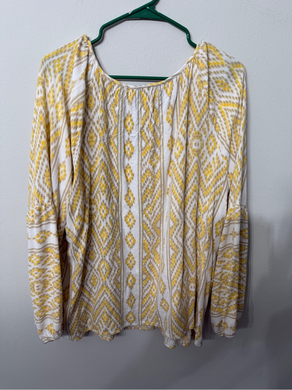 Women’s Lane Bryant Size 20 Yellow Boho Peasant Blouse Tassel Plus - Picture 2 of 4